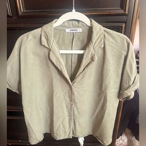 Sage Green Button Down Blouse - Medium